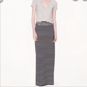J. Crew jersey maxi skirt navy blue/white stripe